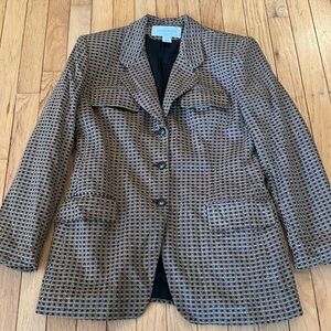 Vintage Jones New York Light Brown and Black Checkered Blazer